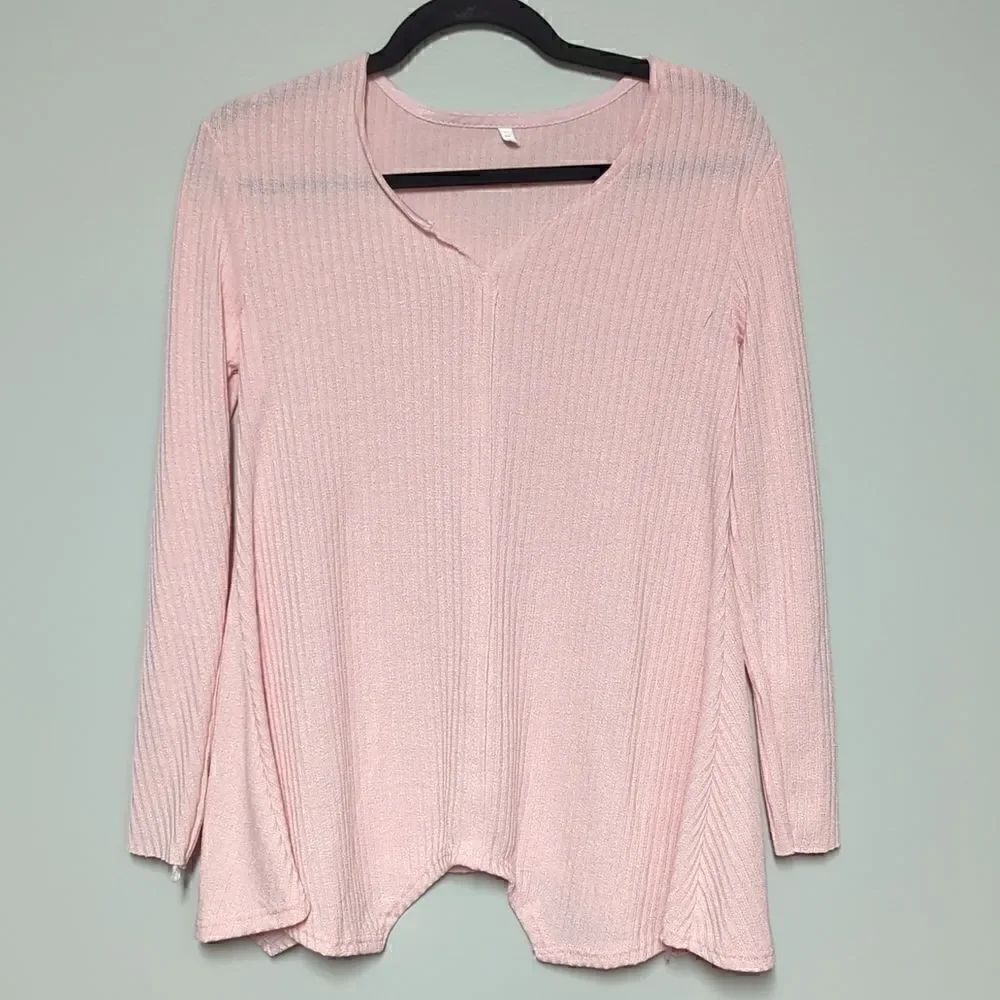 NWOT Pink Ribbed Long Sleeve Shirt